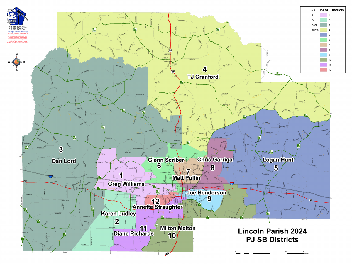 Lincoln Parish LA District Map Boundaries