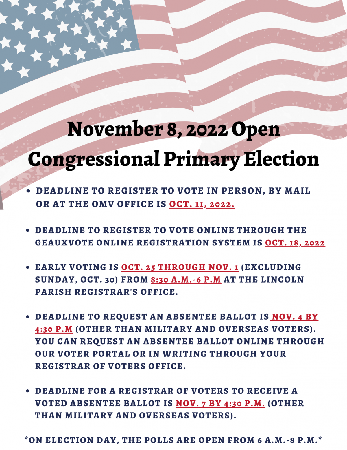 Registrar of Voters Lincoln Parish Louisiana